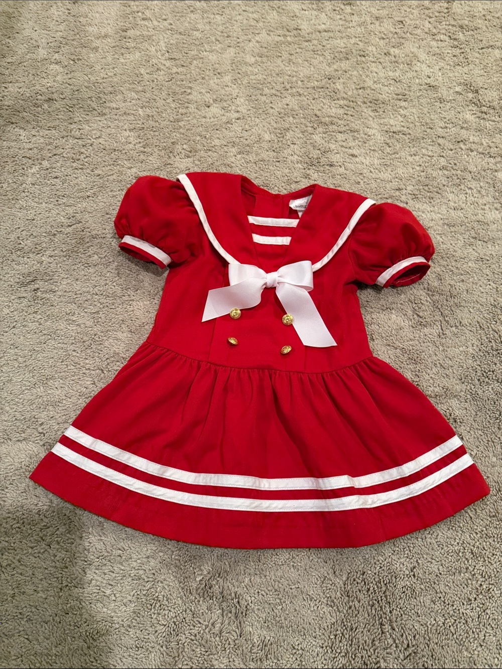 Girls Vintage  Bonnie Jean Nautical   Red Sailor Dress White Trim size 3T